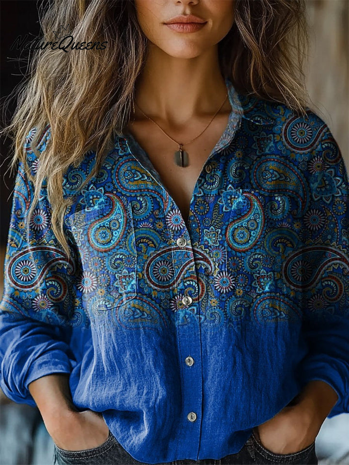 Forfar | Ethnic Print Cotton Blouse