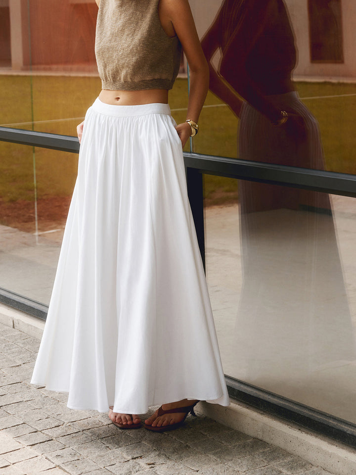Florence | High Waist Pleated A-Line Maxi