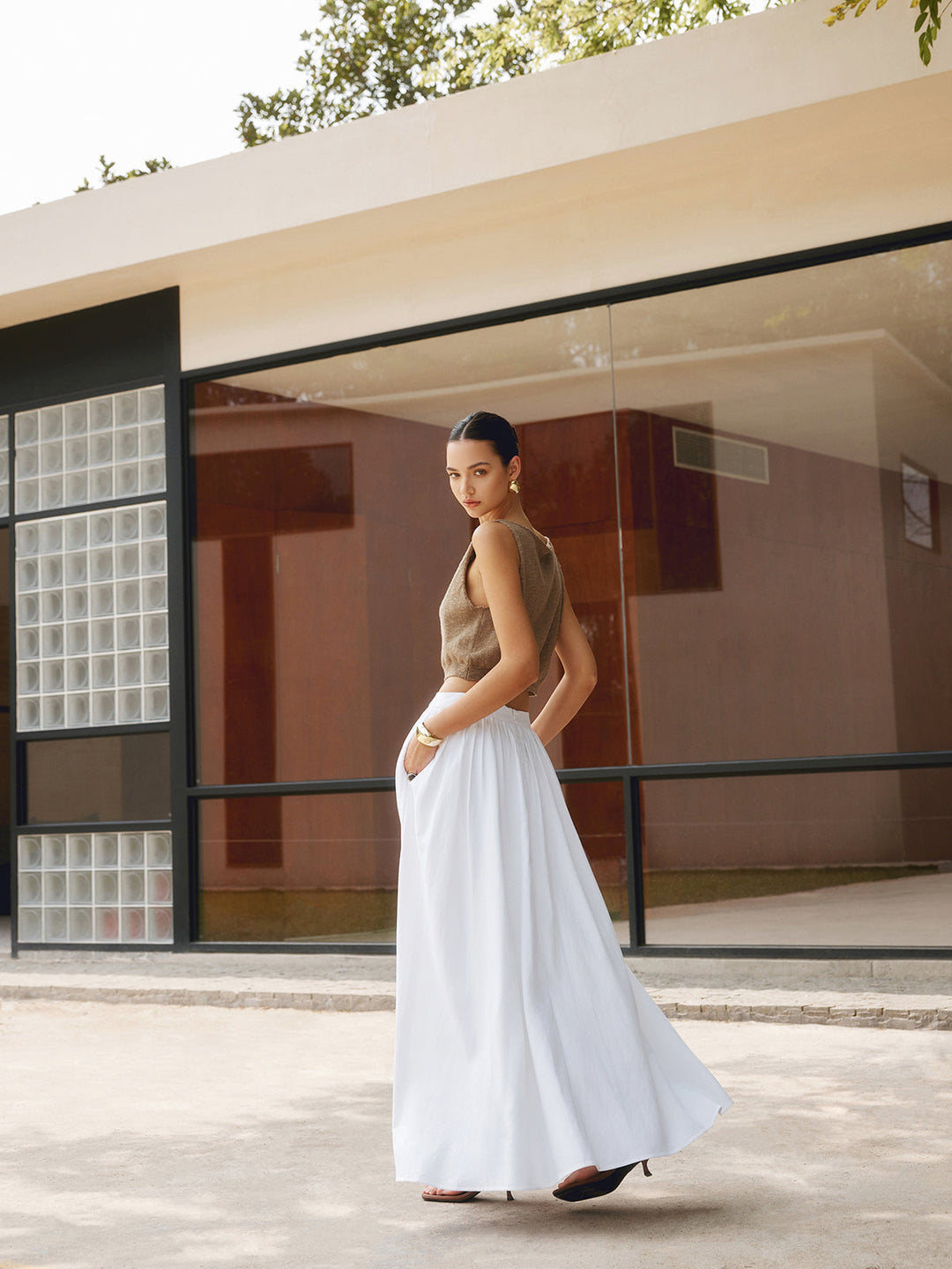 Florence | High Waist Pleated A-Line Maxi