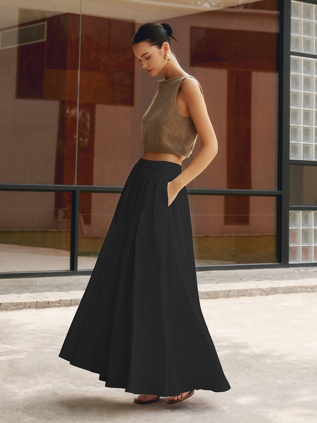 Florence | High Waist Pleated A-Line Maxi