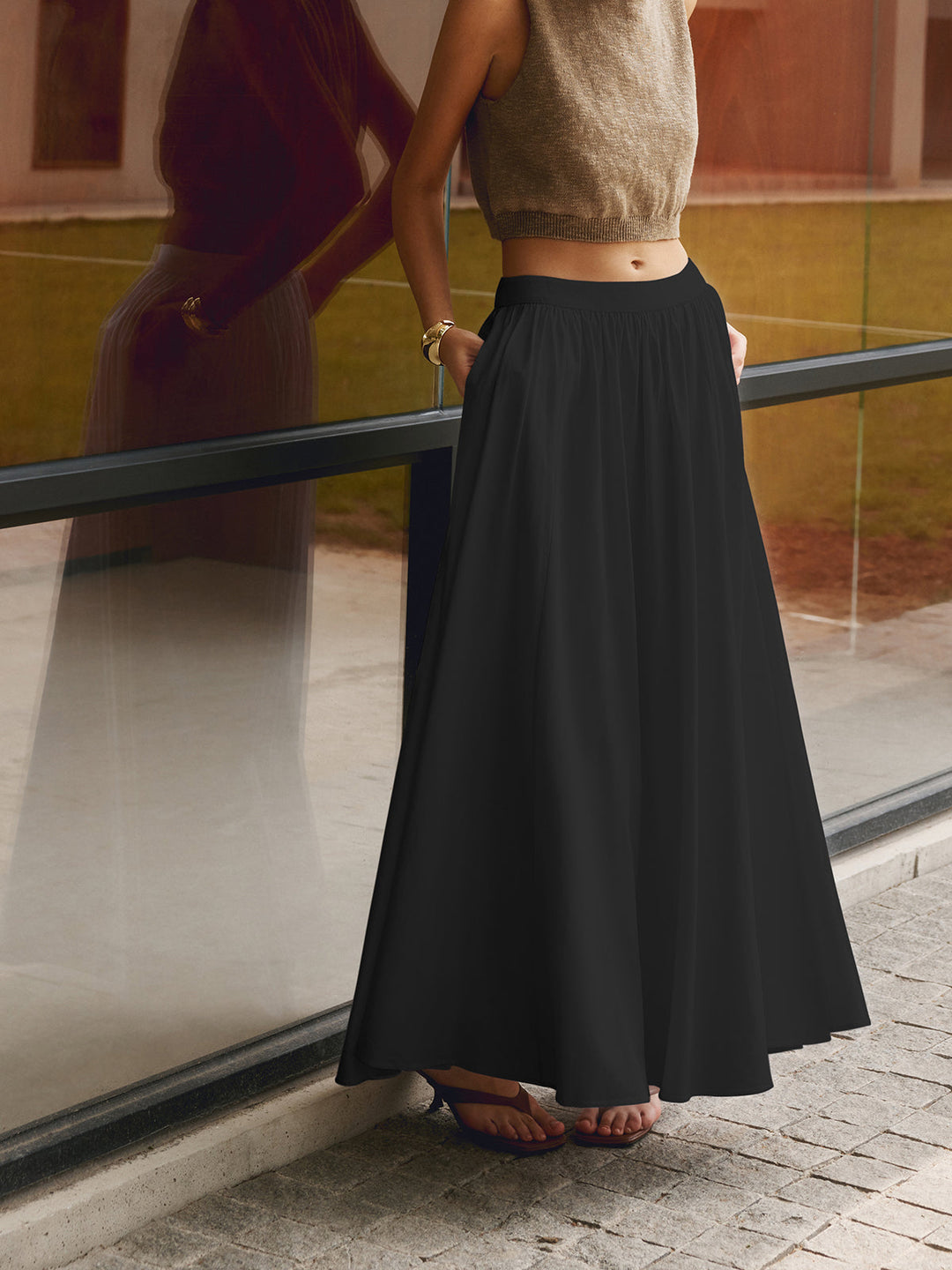 Florence | High Waist Pleated A-Line Maxi