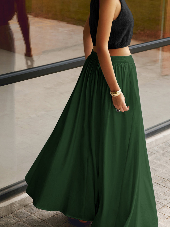 Florence | High Waist Pleated A-Line Maxi