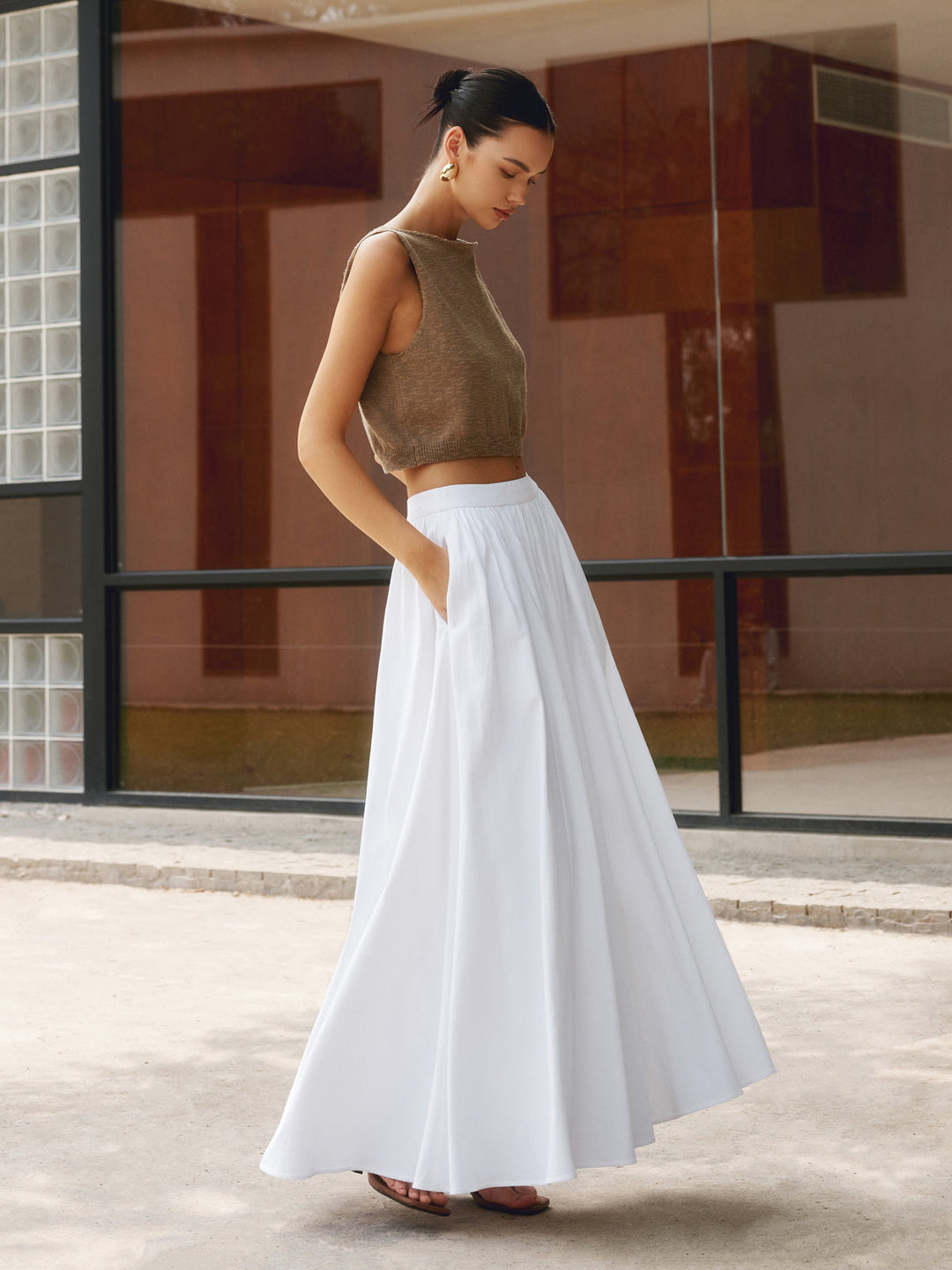 Florence | High Waist Pleated A-Line Maxi