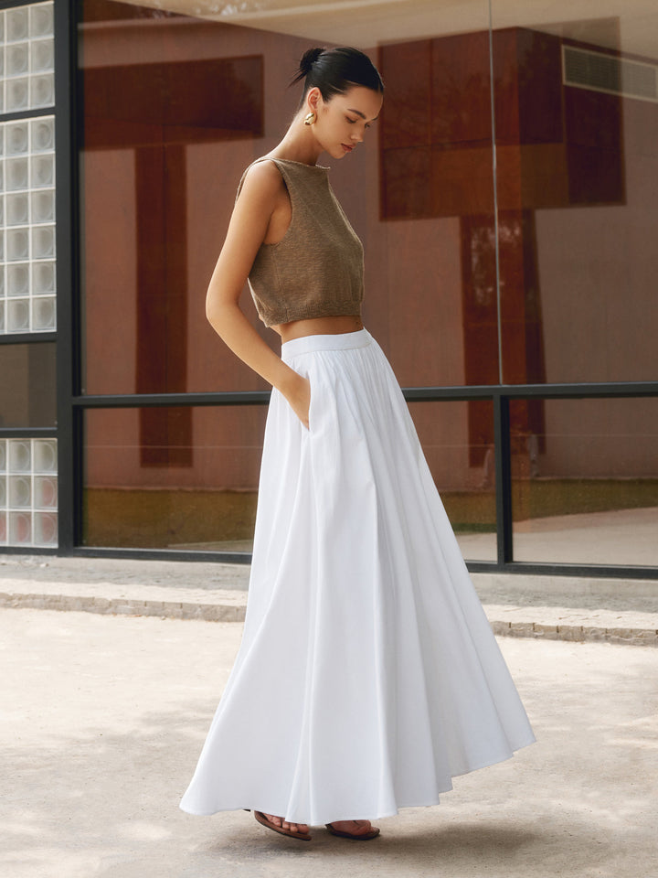Florence | High Waist Pleated A-Line Maxi