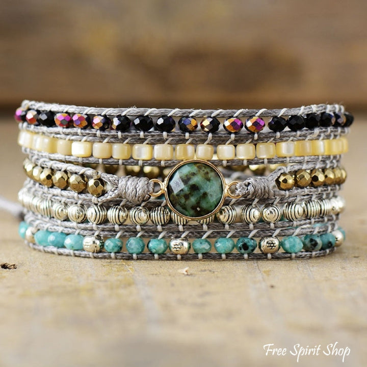 Fern | African Turquoise & Seashell Wrap