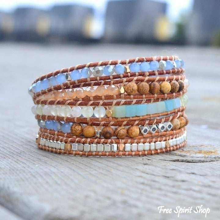 Kit | Amazonite & Jasper Leather Wrap