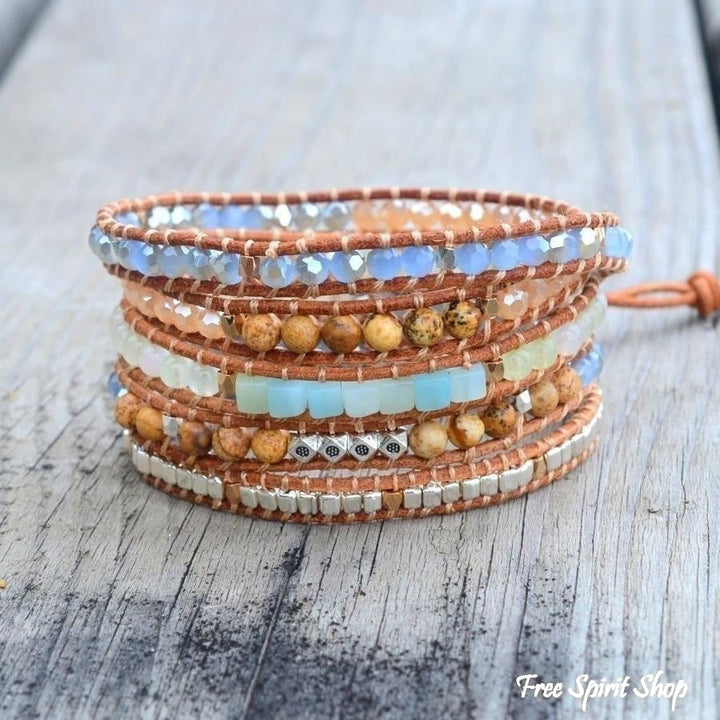 Kit | Amazonite & Jasper Leather Wrap