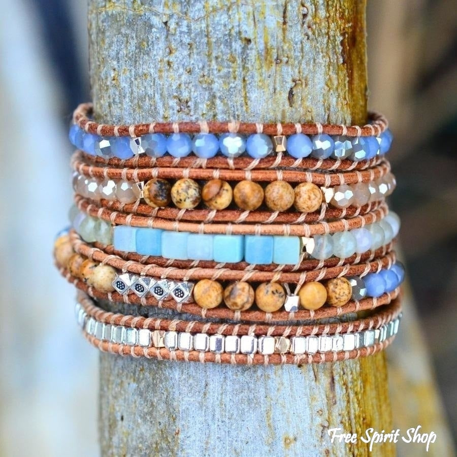 Kit | Amazonite & Jasper Leather Wrap
