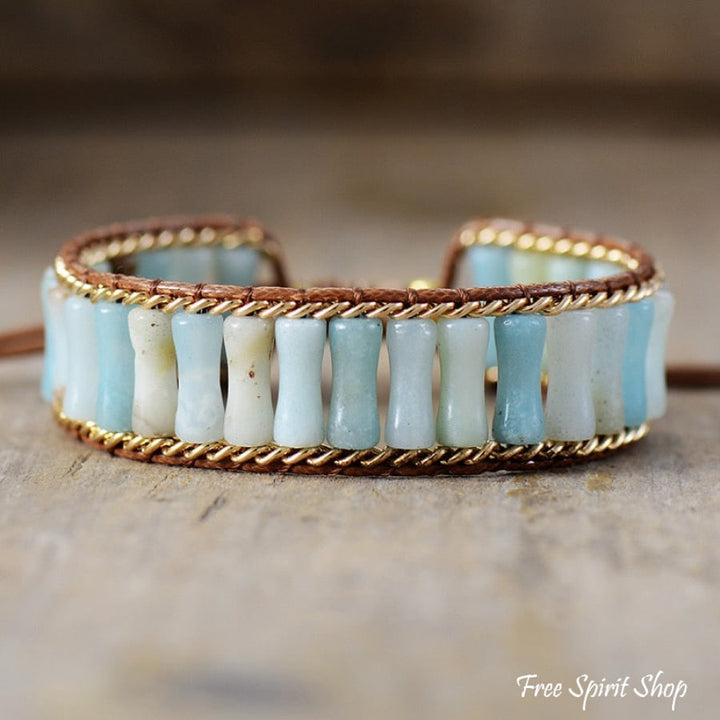 Pearl | Amazonite Tubes & Gold Chain