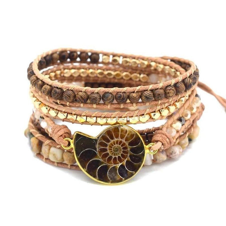 Dahlia | Ammonite Fossil, Sunstone and Wood