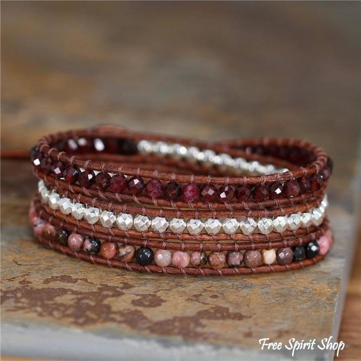 Vivienne | Garnet & Rhodonite Beaded Wrap