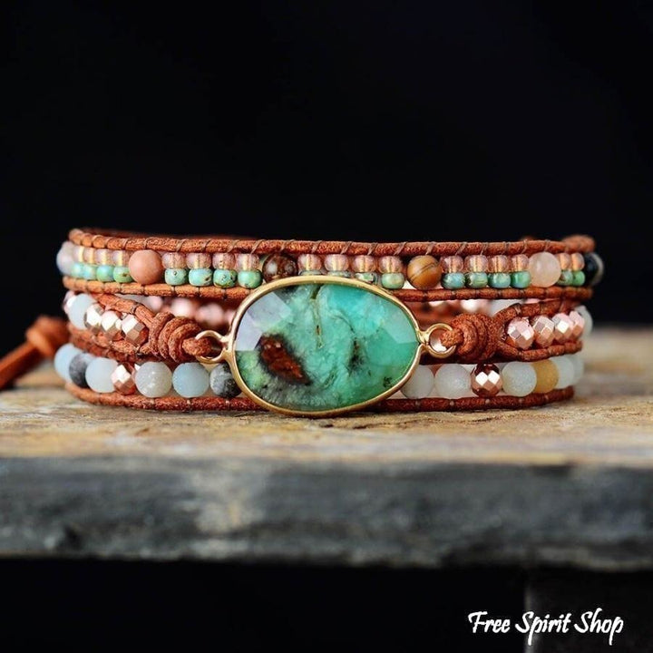 Kay | Green Jade & Amazonite Wrap