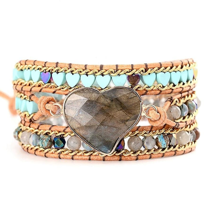 Cecile | Labradorite Heart Beaded Wrap