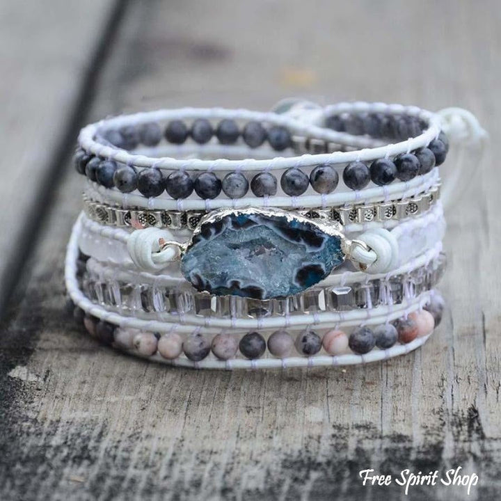 Anastasia | Labradorite, White Jade & Druzy