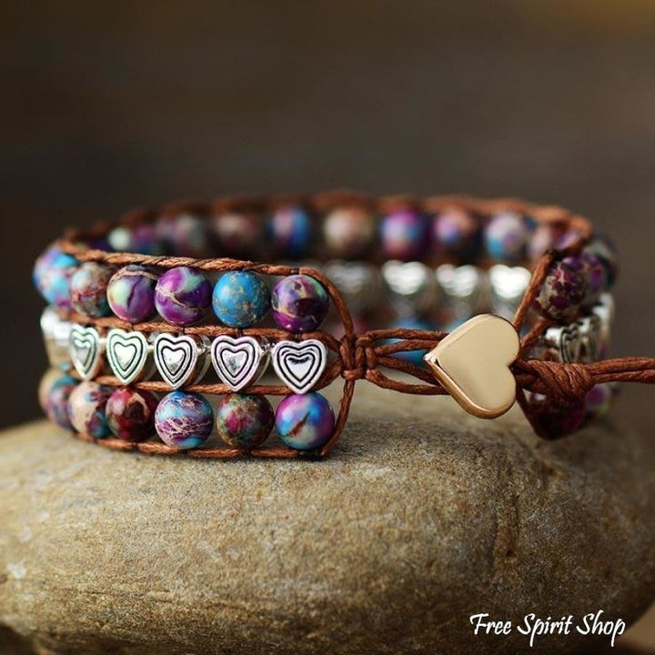 Vera | Purple Jasper Heart Charms Wrap
