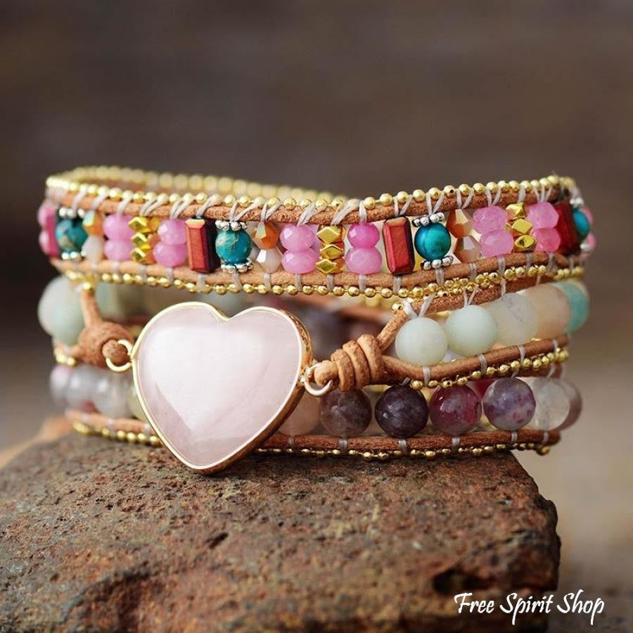 Harriet | Rose Quartz Heart & Amazonite