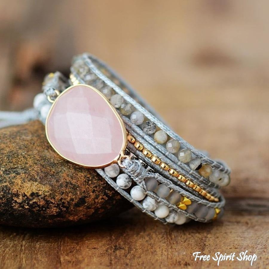 Holly | Rose Quartz Howlite & Rutilated