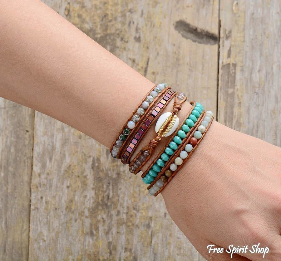 Lola | Shell Wrap Bracelet With Amazonite