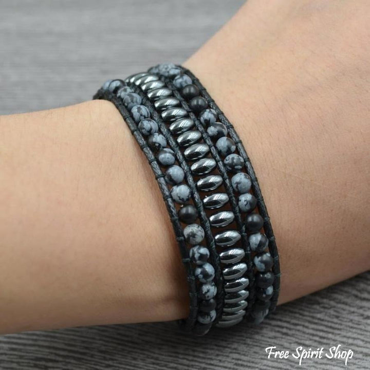 Leila | Snowflake Obsidian & Hematite Gemstone