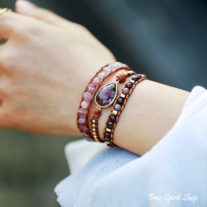 Jasmine | Strawberry Quartz & Garnet Wrap