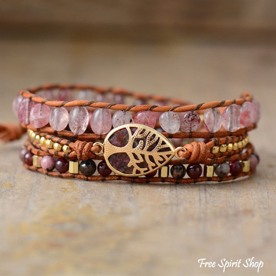 Jasmine | Strawberry Quartz & Garnet Wrap