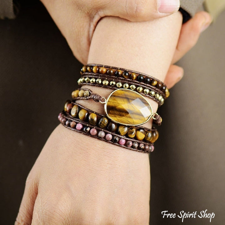 Alison | Tiger Eye & Rhodonite Wrap