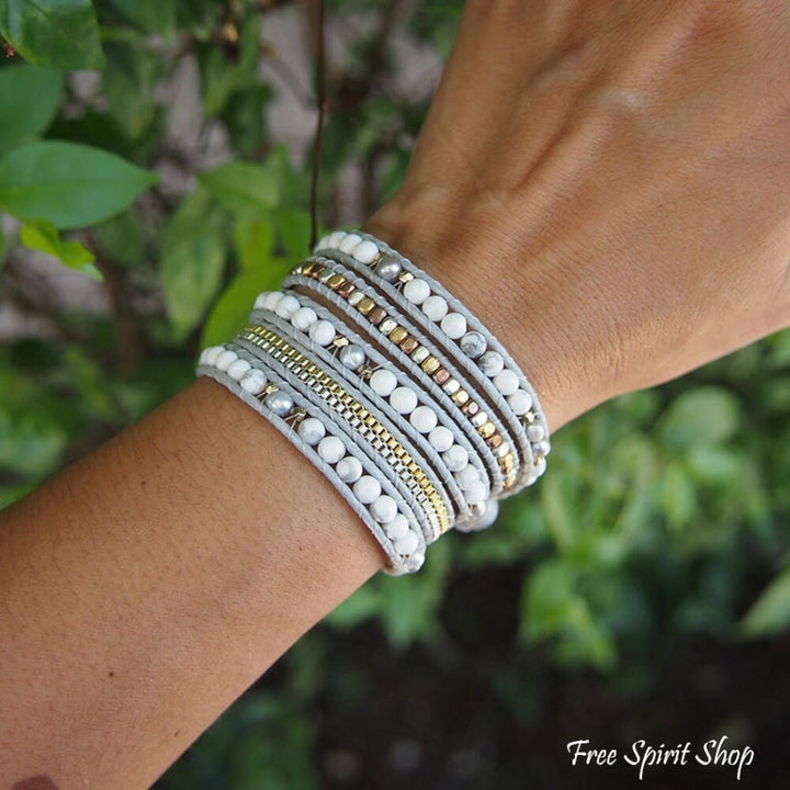 Laura | White Howlite & Grey Pearl