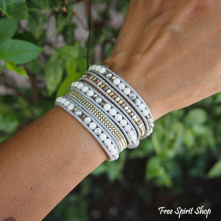 Laura | White Howlite & Grey Pearl