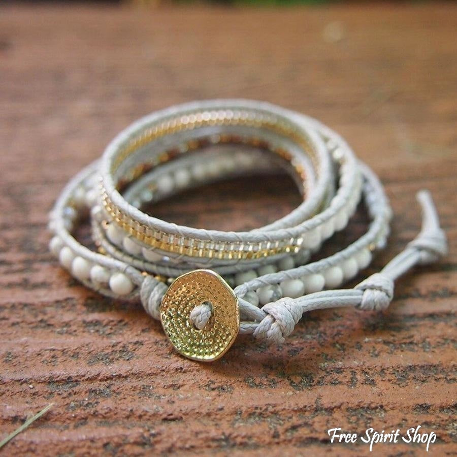 Laura | White Howlite & Grey Pearl