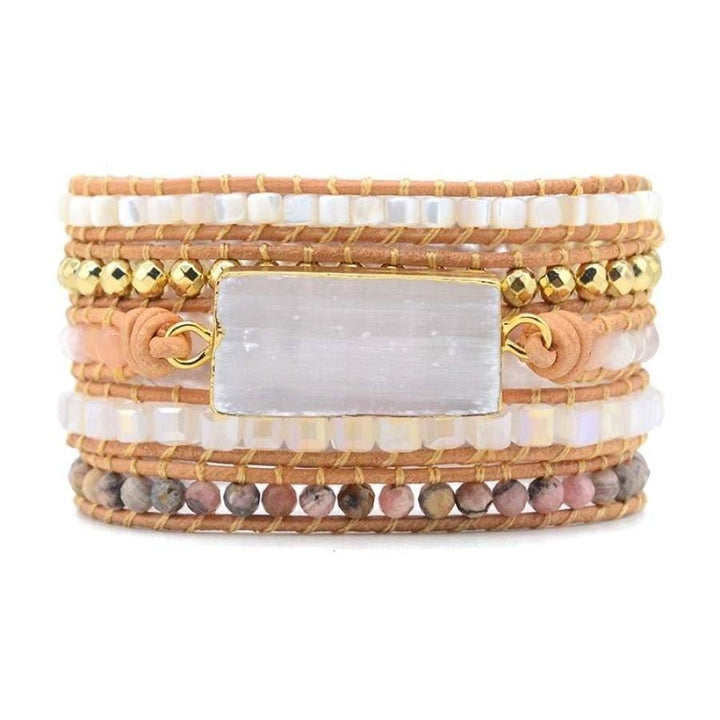 Isabel | White Selenite & Rhodochrosite Beaded