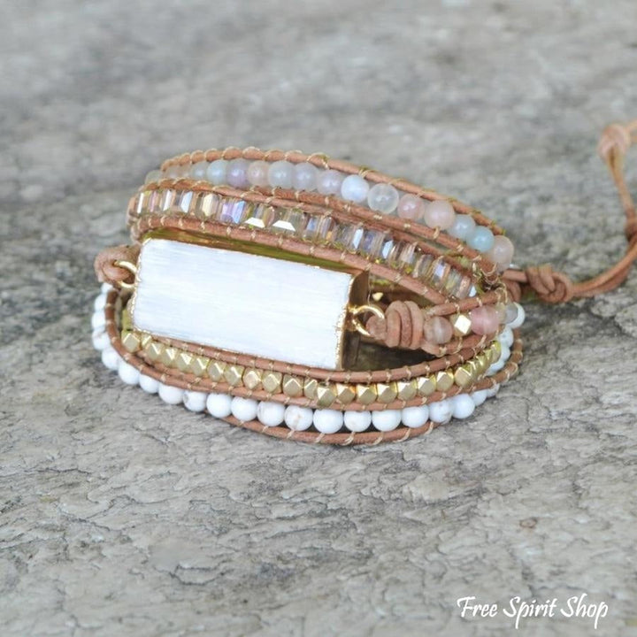 Willow | White Selenite & Sunstone Wrap