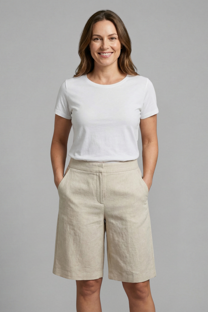 Octavia | High Waisted Knee Length Shorts