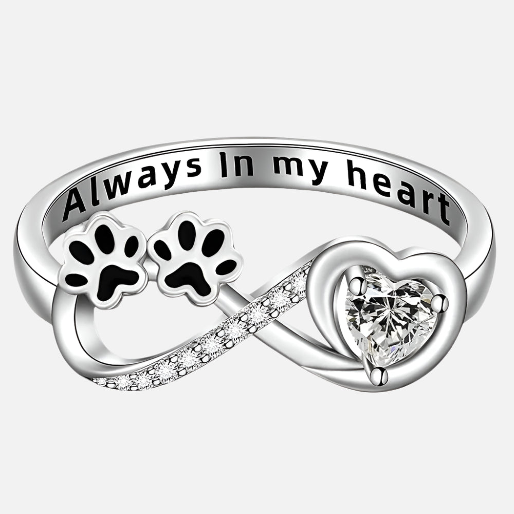 Elara | Heart Infinity Ring with Paw