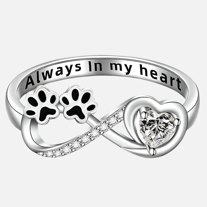 Elara | Heart Infinity Ring with Paw