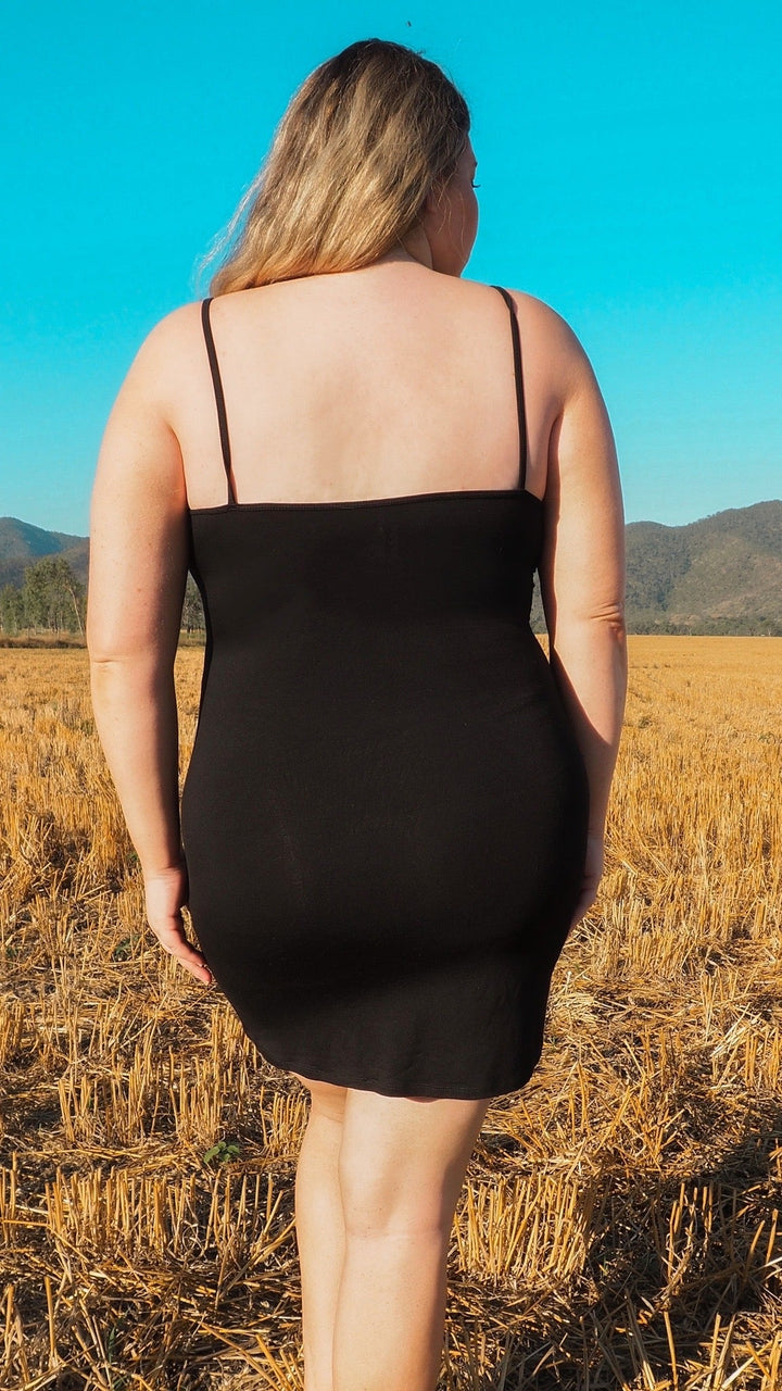 Lara | Bamboo Slip Dress in Black
