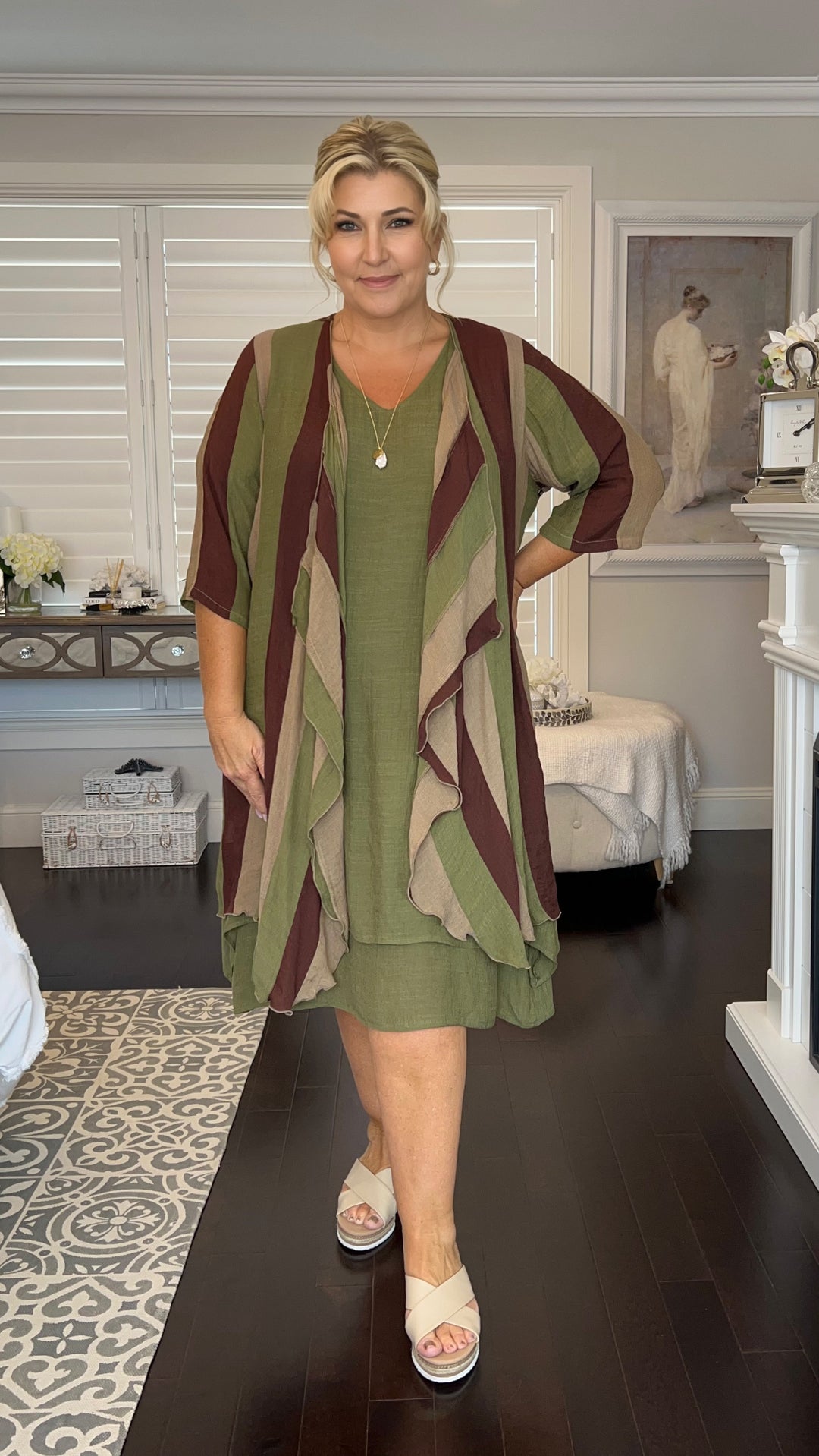 Ximena | Chelsea Olive Midi Dress