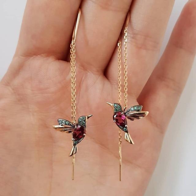 Agnes | Hummingbird Earrings with Enamel and Zirconia