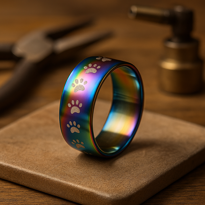 Zinnia | Rainbow Paw Print Ring