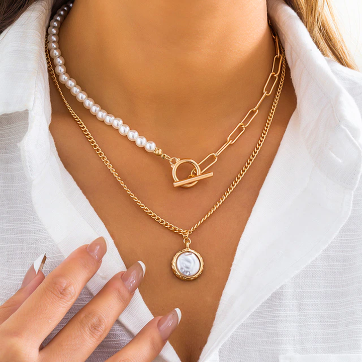 Anita | Vintage Pearl Necklace in Multi-Layer Design