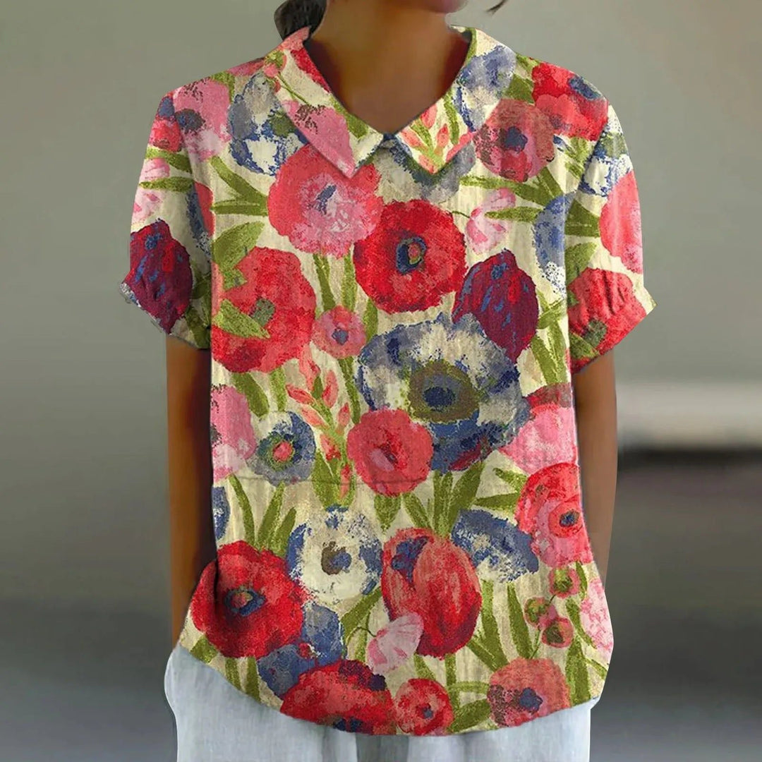 Magnolia | Painted Poppy Print Blouse