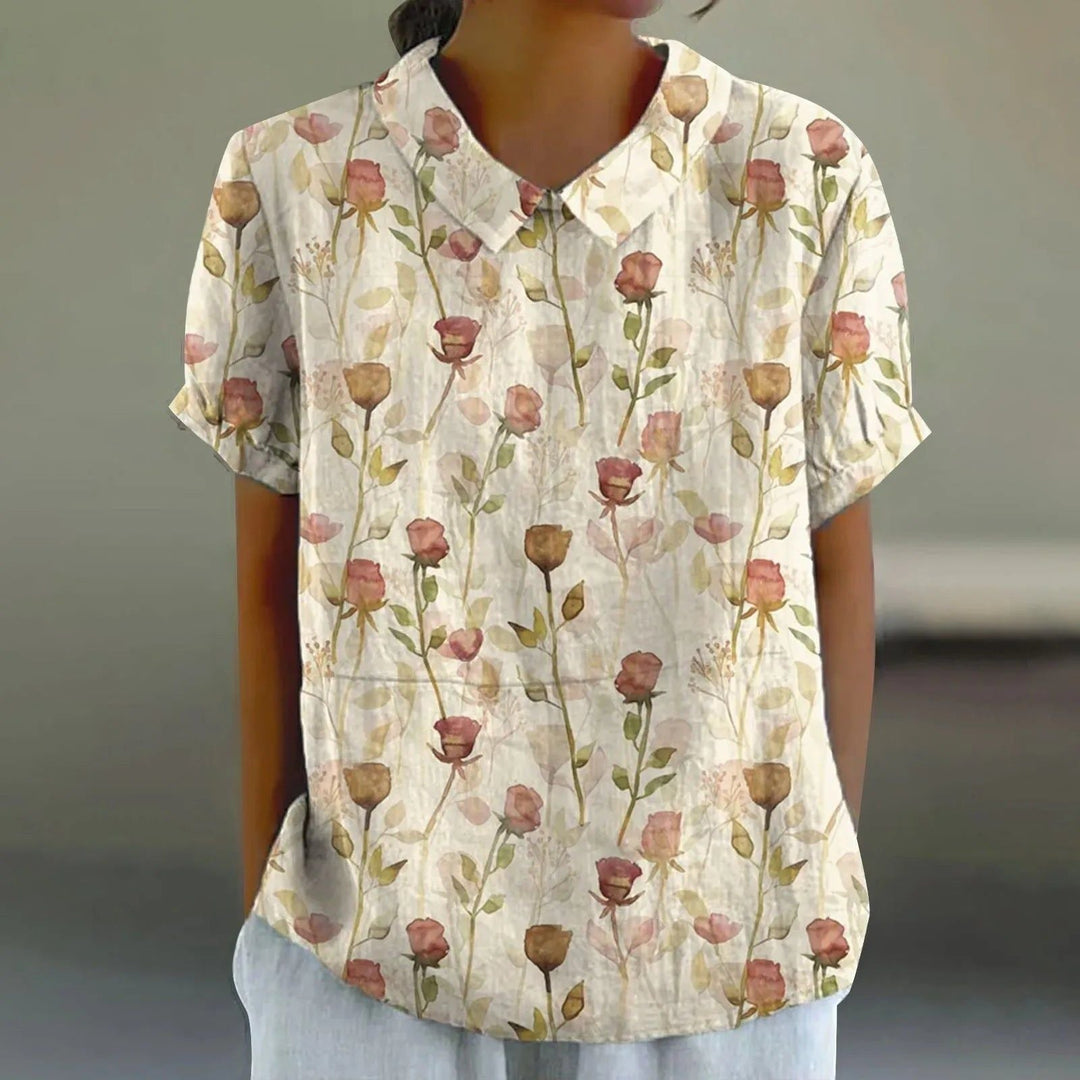 Pia | Vintage Rose Print Blouse