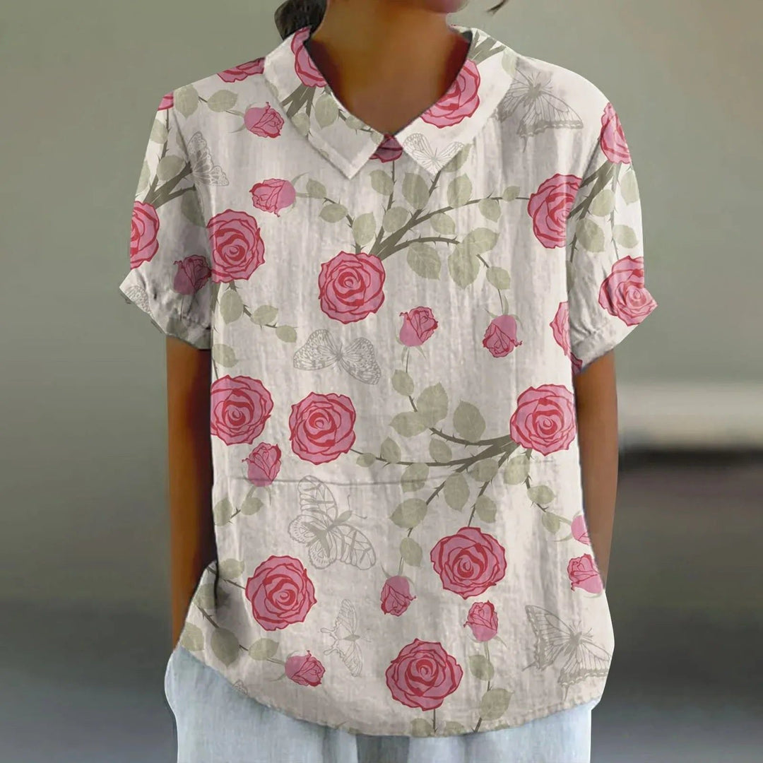 Bea | Rose & Butterfly Print Blouse