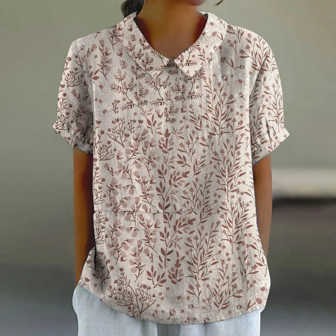 Hana | Sepia Leaf Branch Print Blouse